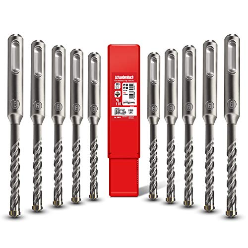 SCHWABENBACH ® SDS Plus Betonbohrer Set - 10tlg. Bohrer 6mm x 110mm - Premium SDS Plus Qualität für Stein und Beton - Kompatibel mit Bosch, Hilti, Metabo Bohrhammer von SCHWABENBACH