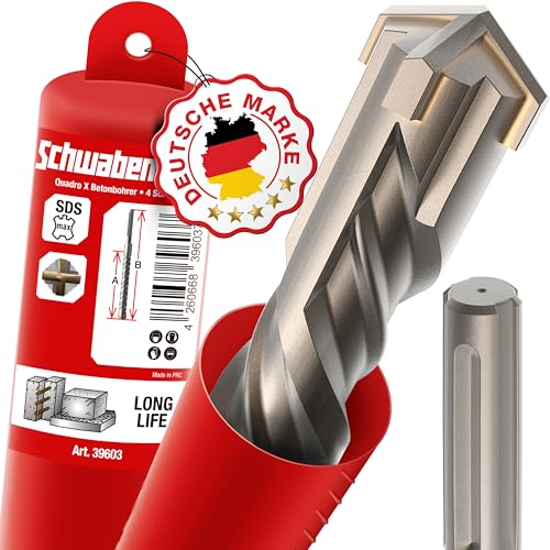 SCHWABENBACH ® SDS Max Bohrer 45mm x 480 x 600 - Betonbohrer - Präzises & schnelles Bohren in Beton - Premium Qualität mit Hartmetall Spitze - Steinbohrer Lang - Kein Einhaken in Armierungseisen von SCHWABENBACH