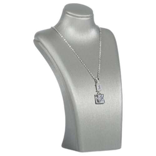 SCIKHEFT Ständer für Halsketten, Büsten, Anhänger, aus PU-Leder, für Theken, Vitrine (Silber, klein) von SCIKHEFT