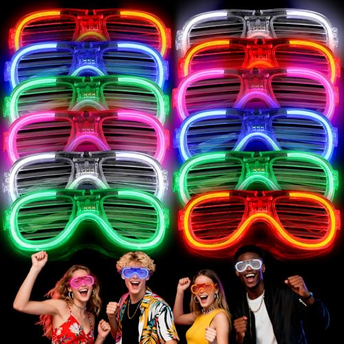 SCIONE 12er-Pack Partybrillen, Aufleuchtende Accessoires in Mehreren Farben & 3 Lichtmodi, Glow-in-the-Dark Partyzubehör, Leuchtstäbe für Geburtstag, Weihnachten, Halloween und Neon-Party Deko SCIONE 12er-Pack Partybrillen, Aufleuchtende Accessoires in Mehreren Farben & 3 Lichtmodi, Glow-in-the-Dark Partyzubehör, Leuchtstäbe für Geburtstag, Weihnachten, Halloween und Neon-Party Deko von SCIONE