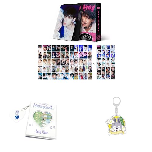 SKZ Merch 60 Stück persönliche Fotokarten 32 Stück Aufkleber SKZoo Album Binder Halter Buch Schlüsselanhänger 'STAY' Schlüsselanhänger (Bang Chan) von SCISSH