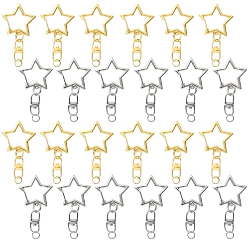 60 Stück sternförmige Feder, Schnapp-Schlüsselanhänger-Clips, Metall-Drehverschluss, Haken-Schlüsselanhänger mit Kette zum Aufhängen, Schnalle mit offenem Sprungringverbinder für Bastelarbeiten von SCORYULE
