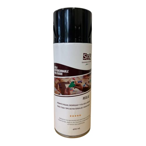 REGLUE 1 x 400 ml repositionierbarer Klebstoff, Sprühkleber, wiederablösbar, Klebstoff für Textilien, Papier, Pappe, Kunststoffe, Korken, Klebt und Abziehen, ohne Materialien zu beschädigen REGLUE 1 x 400 ml repositionierbarer Klebstoff, Sprühkleber, wiederablösbar, Klebstoff für Textilien, Papier, Pappe, Kunststoffe, Korken, Klebt und Abziehen, ohne Materialien zu beschädigen von SCQ Soluciones con Química