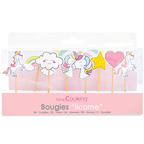 ScrapCooking 8er-Set Einhornkerzen Paraffin Einhorn Kerze für Cupcakes, Paraffinwachs, Rosa, 7cm von ScrapCooking