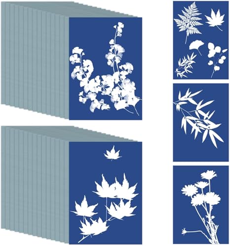 35 Stück Cyanotypisches Papier, hohe Empfindlichkeit, Photosensitive Solardruckpapier für Kinder Erwachsene DIY Handwerk (A6, 10,5 x 14,8 cm) von SCROLIEY