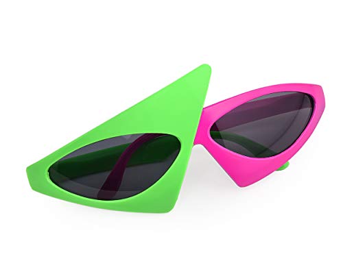 SCSpecial Neuheit Party Sonnenbrille 80er Jahre Asymmetrische Gläser rosa Neon grün Gläser Hip Hop Dance Halloween Party von SCSpecial