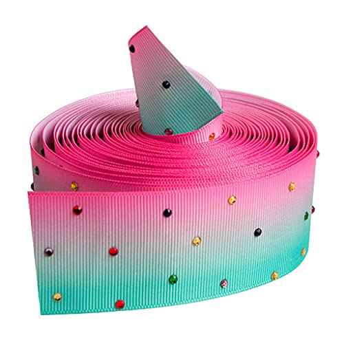 Ripsband in Regenbogenfarben, Strass, Perlenband für Haarschleifen, Geschenkverpackungen, Party-Dekoration, Ripsband, 2,5 cm von SCUDGOOD