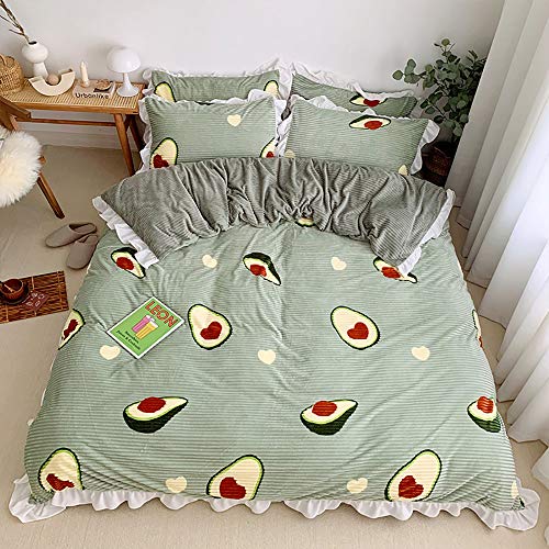 Bettwäsche-Set für Doppelbett, Gelb, Bettwäsche-Set für King-Size-Betten, mit Blumenmuster, Kinder-Bettwäsche-Set mit Spannbetttuch, Winter-Bettwäsche-Set, weiches warmes Flanell, Kinder, Einzelbett von SCWZZWSY