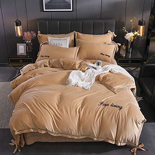 SCWZZWSY Bettwäsche-Set für Doppelbett, grün, Bettwäsche-Sets für King-Size-Bett, Bettbezug-Set mit Spannbetttuch, Bettwäsche-Set, Winter-Bettwäsche-Set, Bettlaken, weiches warmes Flanell, Doppelbett von SCWZZWSY
