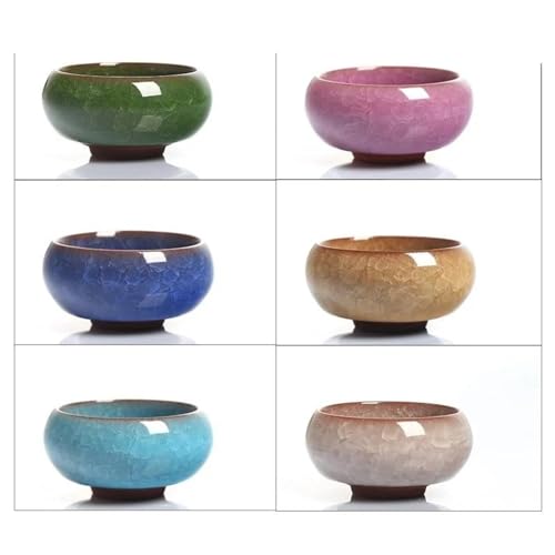 SCZMBLTLNV Teekannen 6 Stück 30 Ml Keramik Yixing Lila Ton Teeservice Crackle Glasur Kung Fu Teetasse Set Reise Chinesisches Porzellan Porzellan-Teeservice Tragbares Teeservice(A) von SCZMBLTLNV