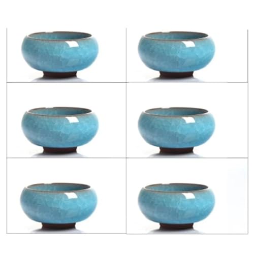 SCZMBLTLNV Teekannen 6 Stück 30 Ml Keramik Yixing Lila Ton Teeservice Crackle Glasur Kung Fu Teetasse Set Reise Chinesisches Porzellan Porzellan-Teeservice Tragbares Teeservice(F) von SCZMBLTLNV