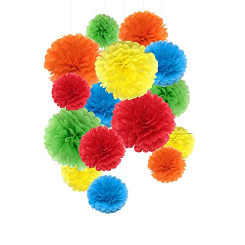 Seidenpapier-Pompons, Regenbogen-Papier, Blumen für Party-Dekorationen, 15 Stück in 20,3, 25,4 cm, 35,6 cm Seidenpapier-Pompons, Regenbogen-Papier, Blumen für Party-Dekorationen, 15 Stück in 20,3, 25,4 cm, 35,6 cm von SD SPARKLING DREAM