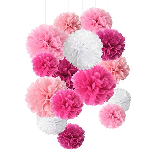 Seidenpapier-Pompons, Blumenkugel für Party-Dekoration und Feiern, 20,3 cm, 25,4 cm, 35,6 cm, 15 Stück 8",10"14" rot Seidenpapier-Pompons, Blumenkugel für Party-Dekoration und Feiern, 20,3 cm, 25,4 cm, 35,6 cm, 15 Stück 8",10"14" rot von SD SPARKLING DREAM