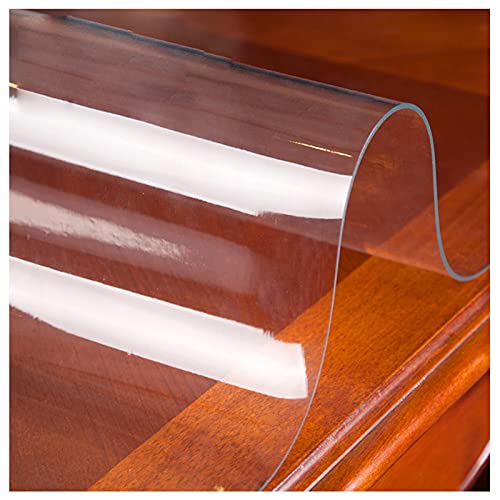 Glasklar Tischfolie, Tischdecke transparente geruchlos,durchsichtig PVC Schutzfolie Tischschutz, ölbeständig wasserdicht,für Garten/Esszimmer(Dicke:2mm,Größe:100x235cm/39.4x92.5in) von SDAFD
