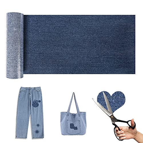 Flicken Zum Aufbügeln, Bügelflicken, Jeans Flicken, Aufbügelflicken Für Jeans, Denim Patches Jeans, Flicken Zum Aufbügeln Kinder, Bügelflicken Für Die Reparatur, 10.5 x 150 cm, Tiefblau von Wenrou