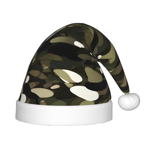 Abstrakte Camouflage-Weihnachtsmütze, Plüsch-Weihnachtsmannmütze für Teenager, Weihnachtskostüm, Party und Feiertagsveranstaltung, 1 Stück von SDEGTHO