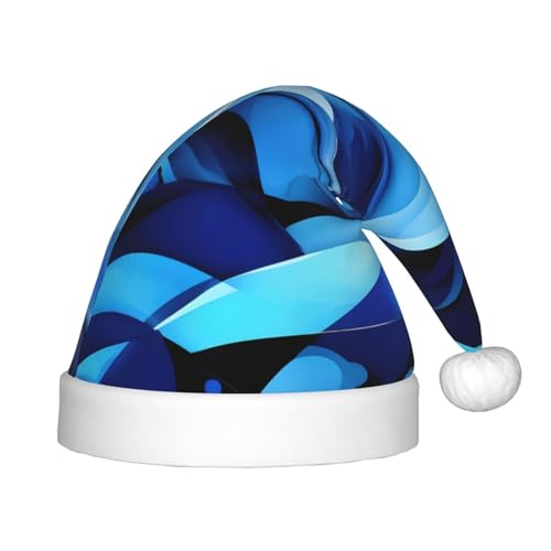 Abstrakte blaue Weihnachtsmütze, Plüsch-Weihnachtsmannmütze für Teenager, Weihnachtskostüm, Party und Feiertags-Event, 1 Packung von SDEGTHO