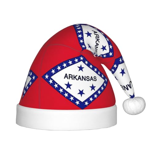 Arkansas Staatsflagge, 1 Packung Weihnachtsmütze, Plüsch-Weihnachtsmannmütze für Teenager, Weihnachtskostüm, Party und Feiertagsveranstaltung von SDEGTHO