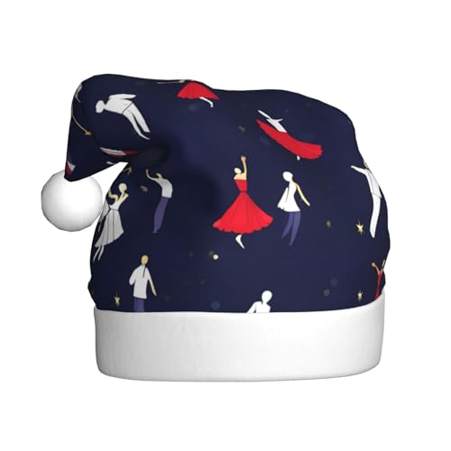 Ballsaal-Tanzmuster, 1 Packung Weihnachtsmütze, Plüschstoff, Weihnachtsmannmütze für Weihnachten, Kostümparty und Feiertagsveranstaltung von SDEGTHO