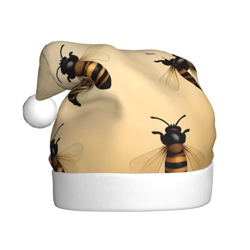 Bee Weihnachtsmütze, Plüschstoff, Weihnachtsmannmütze für Weihnachten, Kostümparty und Feiertags-Event, 1 Stück von SDEGTHO