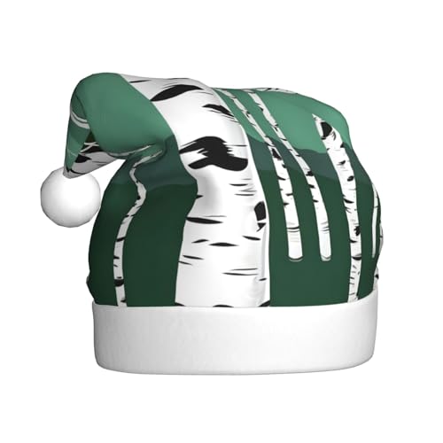 Birkenbäume, Weihnachtsmütze, Plüschstoff, Weihnachtsmannmütze für Weihnachten, Kostümparty und Feiertagsveranstaltung, 1 Stück von SDEGTHO