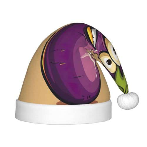 Cartoon-Aubergine, 1 Packung Weihnachtsmützen, Plüsch-Weihnachtsmannmütze für Teenager, Weihnachtskostüm, Party und Feiertagsveranstaltung von SDEGTHO