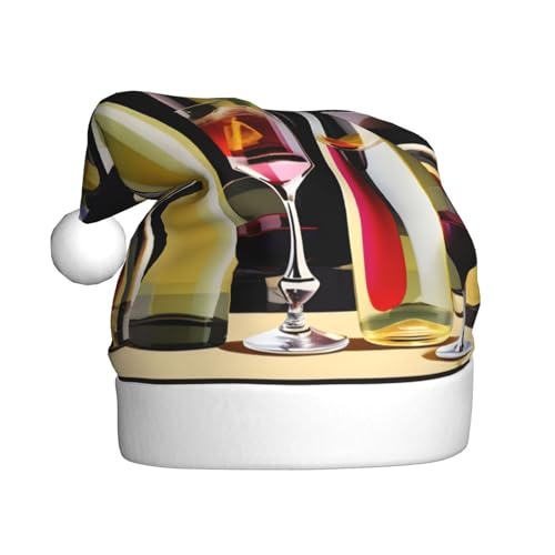 Cocktailgläser und Flaschen, Weihnachtsmütze, Plüschstoff, Nikolausmütze für Weihnachten, Kostümparty und Feiertagsveranstaltung, 1 Stück von SDEGTHO