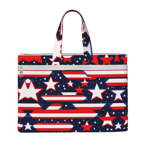 Dokumententasche mit Reißverschluss, Motiv: Patriotic Stars Strips, Unabhängigkeitstag, mit Griff, zum Tragen von Papierakten, Büchern, Aktenordner von SDEGTHO