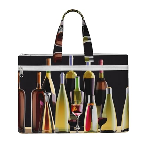 Dokumententasche mit Reißverschluss für Cocktailgläser und Flaschen, mit Griff zum Tragen von Papierakten, Büchern, Aktenordner von SDEGTHO