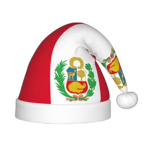 Flagge von Peru, 1 Packung Weihnachtsmützen, Plüsch-Weihnachtsmannmütze für Teenager, Weihnachtskostüm, Party und Feiertagsveranstaltung von SDEGTHO