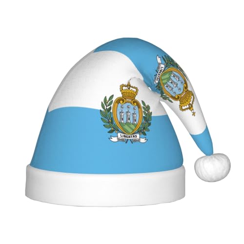 Flagge von San Marino, 1 Packung Weihnachtsmützen, Plüsch-Weihnachtsmannmütze für Teenager, Weihnachtskostüm, Party und Feiertagsveranstaltung von SDEGTHO