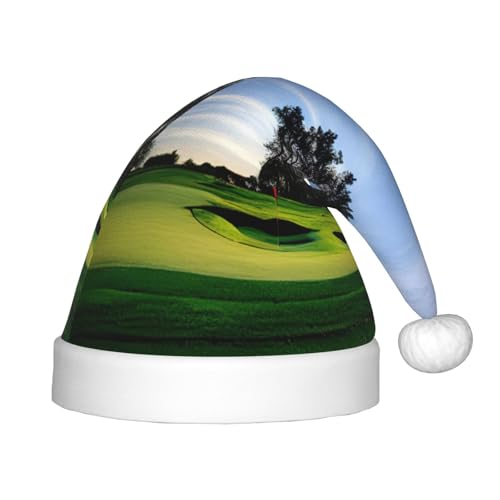 Golfplatz und Baum, 1 Packung Weihnachtsmützen, Plüsch-Weihnachtsmannmütze für Teenager, Weihnachtskostüm, Party und Feiertagsveranstaltung von SDEGTHO