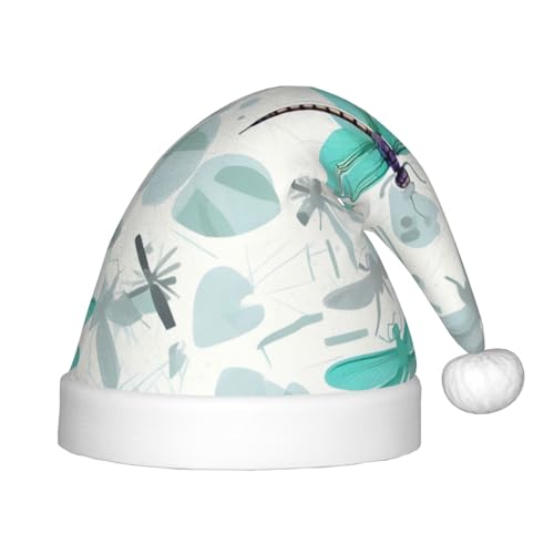 Grüne Libelle, 1 Packung Weihnachtsmützen, Plüsch-Weihnachtsmannmütze für Teenager, Weihnachtskostüm, Party und Feiertagsveranstaltung von SDEGTHO