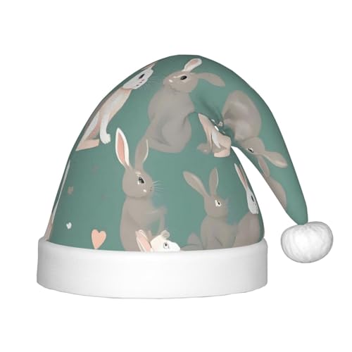Kaninchen-Hintergründe, 1 Packung Weihnachtsmützen, Plüsch-Weihnachtsmannmütze für Teenager, Weihnachtskostüm, Party und Feiertags-Event von SDEGTHO