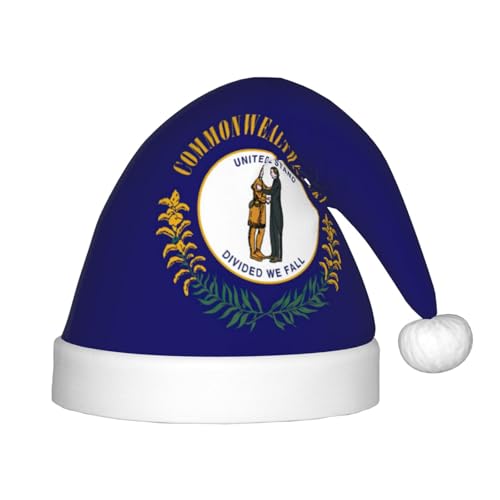 Kentucky Staatsflagge, 1 Packung Weihnachtsmütze, Plüsch-Weihnachtsmannmütze für Teenager, Weihnachtskostüm, Party und Feiertagsveranstaltung von SDEGTHO