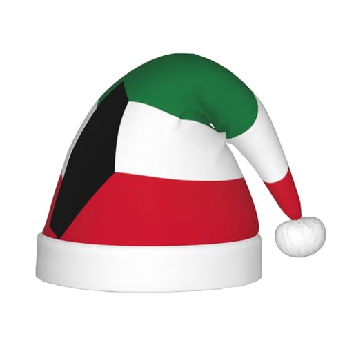Kuwaitische Flagge, 1 Packung Weihnachtsmütze, Plüsch-Weihnachtsmannmütze für Teenager, Weihnachtskostüm, Party und Feiertagsveranstaltung von SDEGTHO