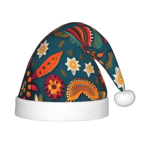 Mexikanische Folk-Boho-Weihnachtsmütze, Plüsch-Weihnachtsmannmütze für Teenager, Weihnachtskostüm, Party und Feiertagsveranstaltung, 1 Stück von SDEGTHO