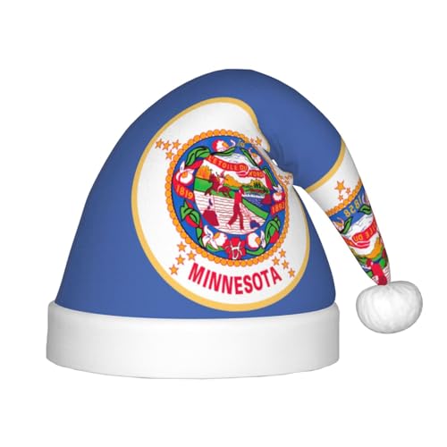 Minnesota State Flagge, 1 Packung Weihnachtsmütze, Plüsch-Weihnachtsmannmütze für Teenager, Weihnachtskostüm, Party und Feiertagsveranstaltung von SDEGTHO