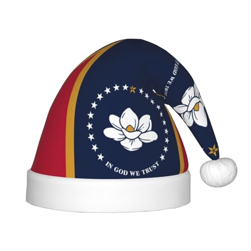 Mississippi State Flag 1 Pack Weihnachtshüte Plüsch Weihnachtsmütze für Teenager Weihnachtskostüm Party und Veranstaltung Urlaub von SDEGTHO