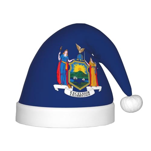 New York Flagge, 1 Packung Weihnachtsmütze, Plüsch-Weihnachtsmannmütze für Teenager, Weihnachtskostüm, Party und Feiertagsveranstaltung von SDEGTHO