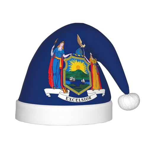 New York State Flagge, 1 Packung Weihnachtsmützen, Plüsch-Weihnachtsmannmütze für Teenager, Weihnachtskostüm, Party und Feiertagsveranstaltung von SDEGTHO