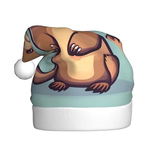 Niedliche Otter-Weihnachtsmütze, Plüschstoff, Weihnachtsmannmütze für Weihnachten, Kostümparty und Feiertags-Event, 1 Stück von SDEGTHO