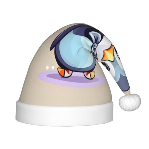 Niedliche Pinguin-Drucke, 1 Packung Weihnachtsmütze, Plüsch-Weihnachtsmannmütze für Teenager, Weihnachtskostüm, Party und Feiertagsveranstaltung von SDEGTHO
