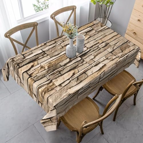 SDEGTHO Rustikale Tischdecke mit Ziegelstein-Motiv, französische Tischdecke für rechteckige Tische, Tischdecke für Esszimmer, Erntedankfest, Küchendekoration von SDEGTHO