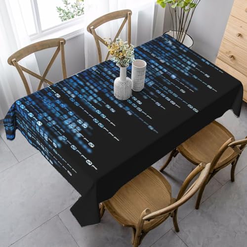 SDEGTHO The Blue Binary Printing Französische Tischdecke für rechteckige Tische, Tischdecke für Esszimmer, Erntedankfest, Küchendekoration von SDEGTHO