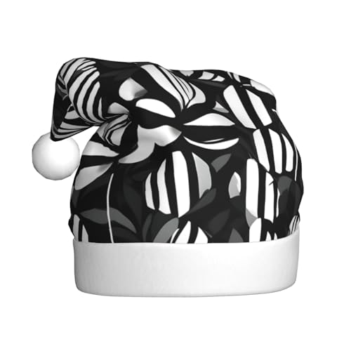 Schwarz-weiß gestreifte Blumen, 1 Packung Weihnachtsmütze, Plüschstoff, Weihnachtsmannmütze für Weihnachten, Kostümparty und Feiertagsveranstaltungen von SDEGTHO