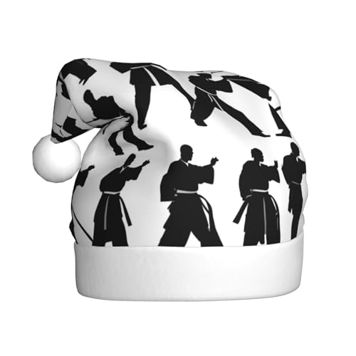 Silhouetten von Kampfsportarten, Weihnachtsmütze, Plüschstoff, Weihnachtsmannmütze für Weihnachten, Kostümparty und Feiertagsveranstaltungen, 1 Stück Silhouetten von Kampfsportarten, Weihnachtsmütze, Plüschstoff, Weihnachtsmannmütze für Weihnachten, Kostümparty und Feiertagsveranstaltungen, 1 Stück von SDEGTHO