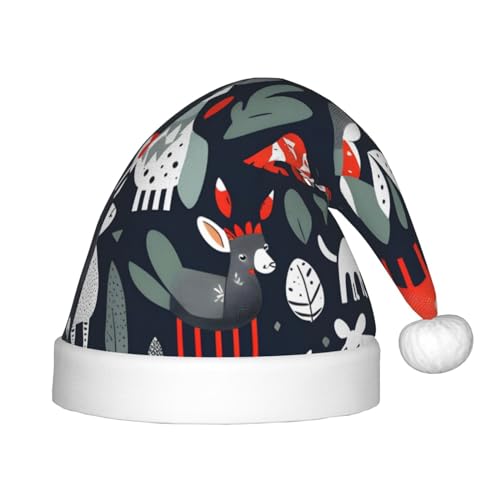 Skandinavische Tiere, 1 Packung Weihnachtsmützen, Plüsch-Weihnachtsmannmütze für Teenager, Weihnachtskostüm, Party und Feiertagsveranstaltung von SDEGTHO