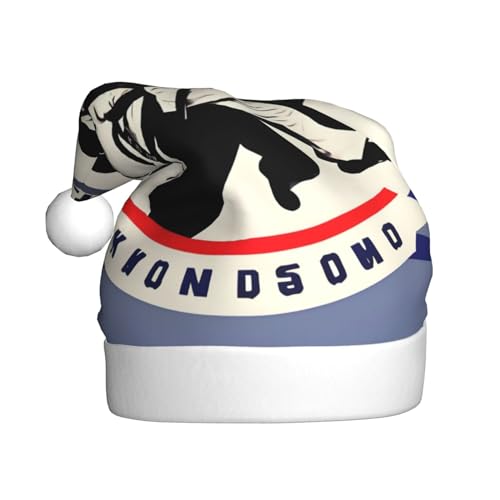 Taekwondo-Design, Weihnachtsmütze, Plüschstoff, Weihnachtsmannmütze für Weihnachten, Kostüm, Party und Urlaub, 1 Stück von SDEGTHO