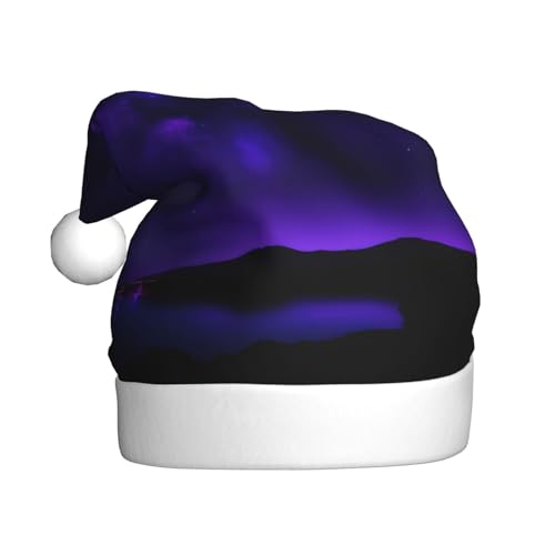 Violetter Sternenhimmel, 1 Packung Weihnachtsmütze, Plüschstoff, Weihnachtsmannmütze für Weihnachten, Kostümparty und Feiertagsveranstaltung von SDEGTHO